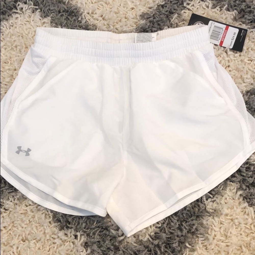 White under armor running shorts